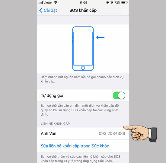 Chọn vào “SOS khẩn cấp” trên iPhone