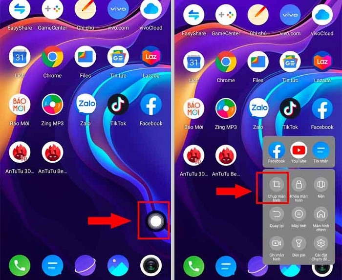 2 bước nhanh chóng để chụp màn hình Vivo với nút ảo
