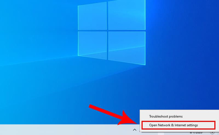 Chọn Open Network & Internet settings