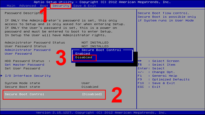 Cách tắt Secure Boot