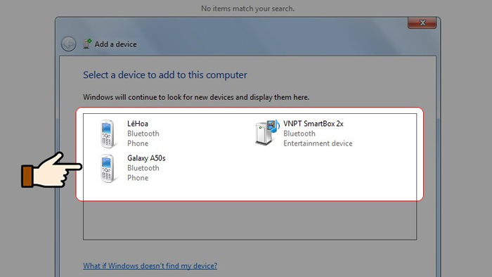 Chọn đúng thiết bị bluetooth muốn kết nối