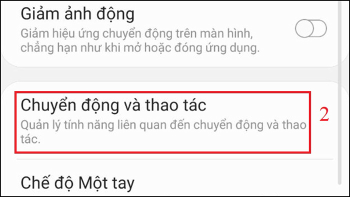 Bấm chọn Chuyển động và thao tác