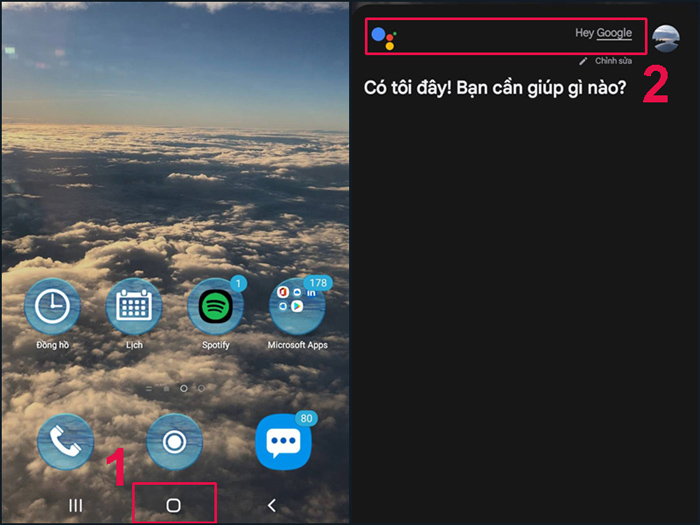 Giữ nút Home để sử dụng Google Assistant