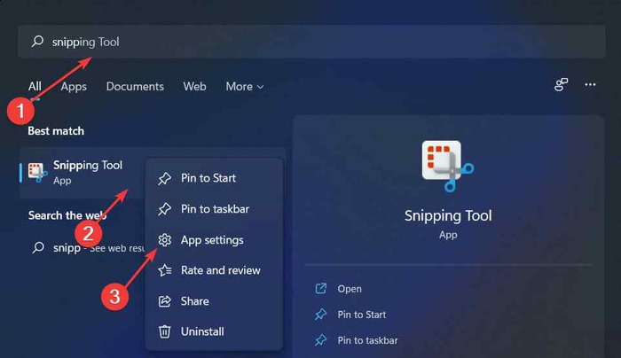 Nhập Snipping Tool trên thanh công cụ