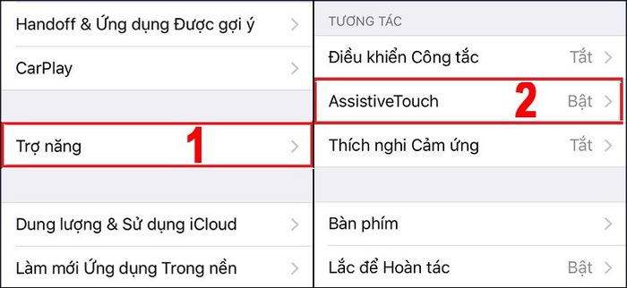 Chọn Trợ năng > AssistiveTouch