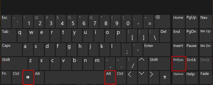 Tổ hợp phím Windows + Alt + PrtSc