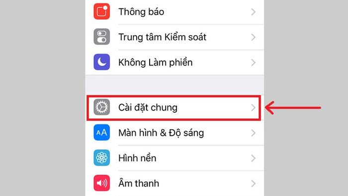 Chọn và phần Cài đặt chung